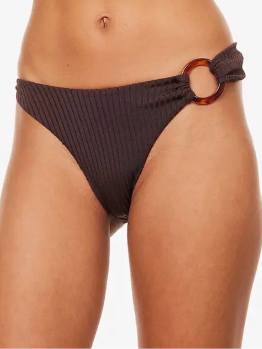 Monday Swimwear Bronte Wide Rib Bikini Bottom Chocolate Espresso Rib Size M NWT